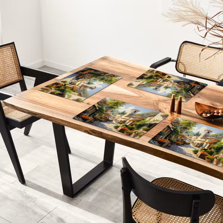 Placemat vinyl - Dorp - Zon - Kraampjes - Huizen — 4