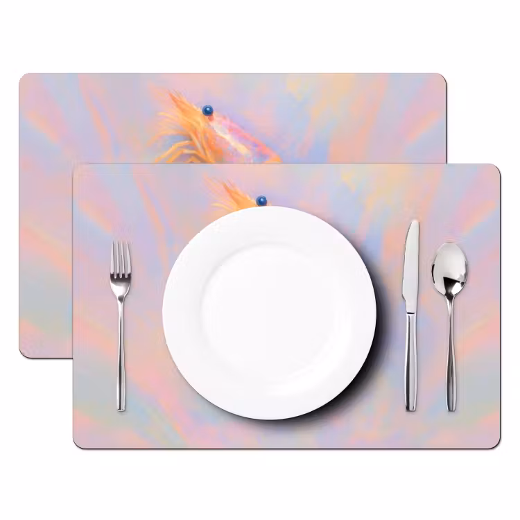 Placemat vinyl - Garnaal - Subtiele structuur - Blauw - Roze — 2