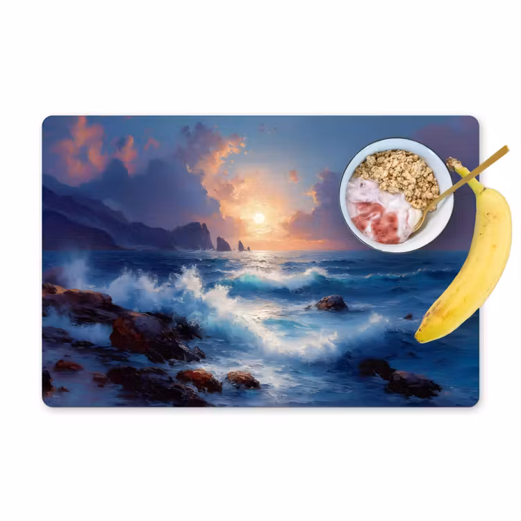 Placemat vinyl - Golven - Zee - Kleurrijk - Rotsen — 1
