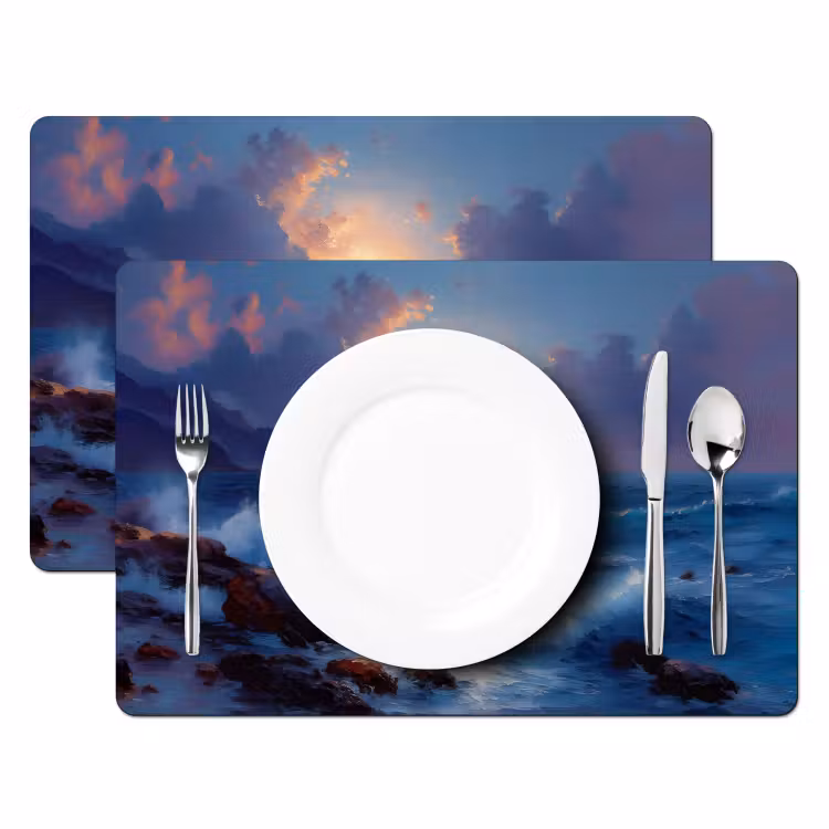Placemat vinyl - Golven - Zee - Kleurrijk - Rotsen — 2