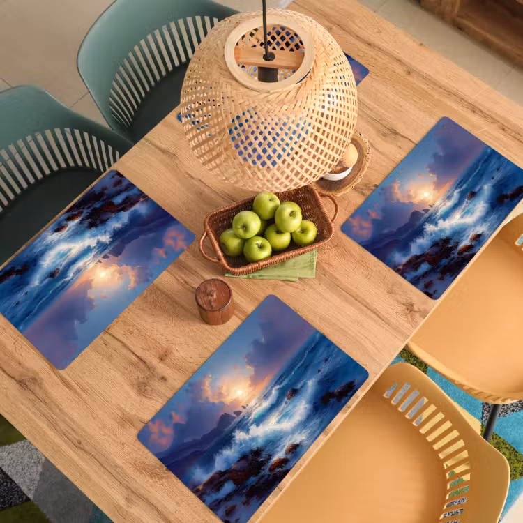 Placemat vinyl - Golven - Zee - Kleurrijk - Rotsen — 3