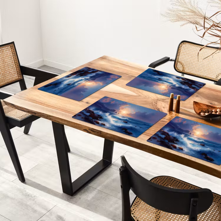 Placemat vinyl - Golven - Zee - Kleurrijk - Rotsen — 4
