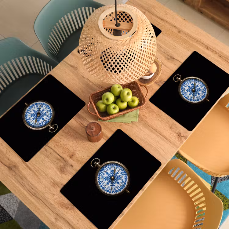 Placemat vinyl - Kompas - Delfts blauw - Zwart — 3