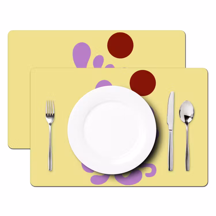 Placemat vinyl - Koraal - Cirkel - Abstract - Geel — 2