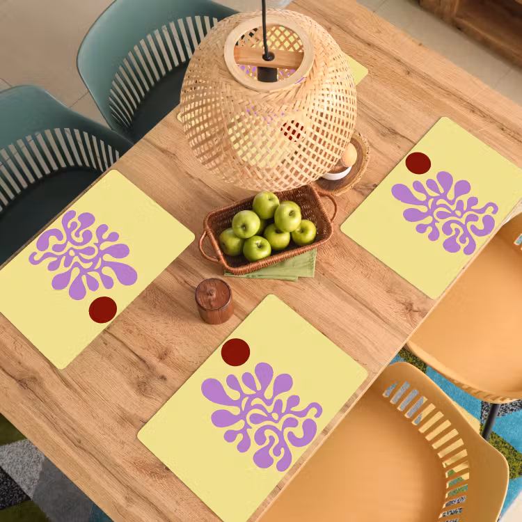 Placemat vinyl - Koraal - Cirkel - Abstract - Geel — 3