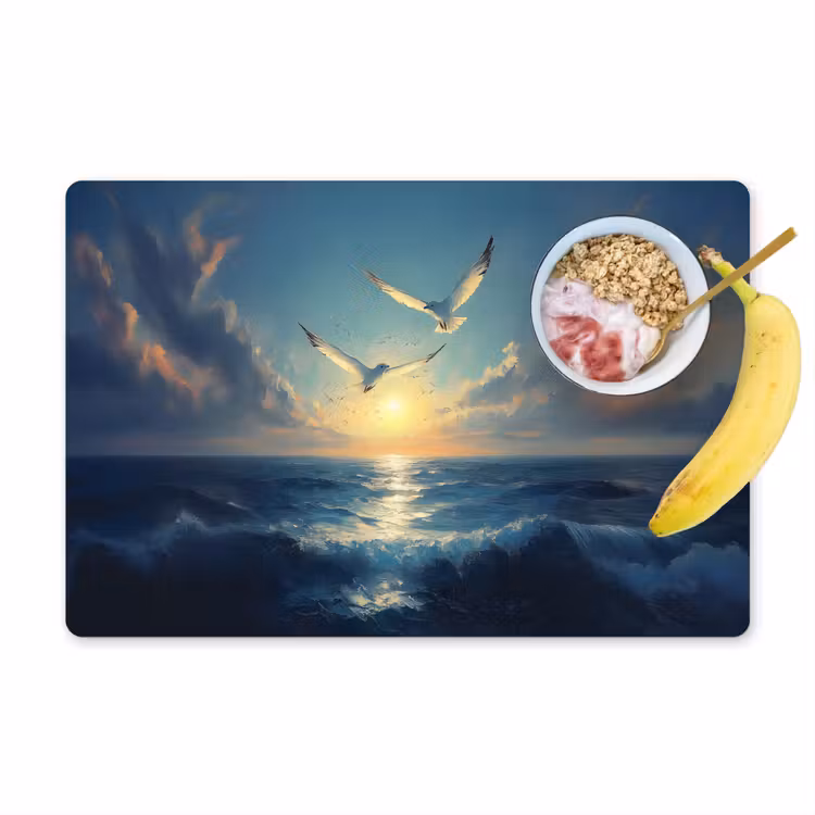 Placemat vinyl - Meeuwen - Zee - Wolken -Blauw — 1
