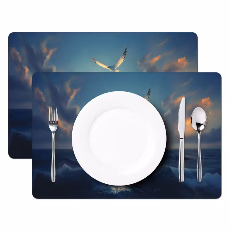 Placemat vinyl - Meeuwen - Zee - Wolken -Blauw — 2