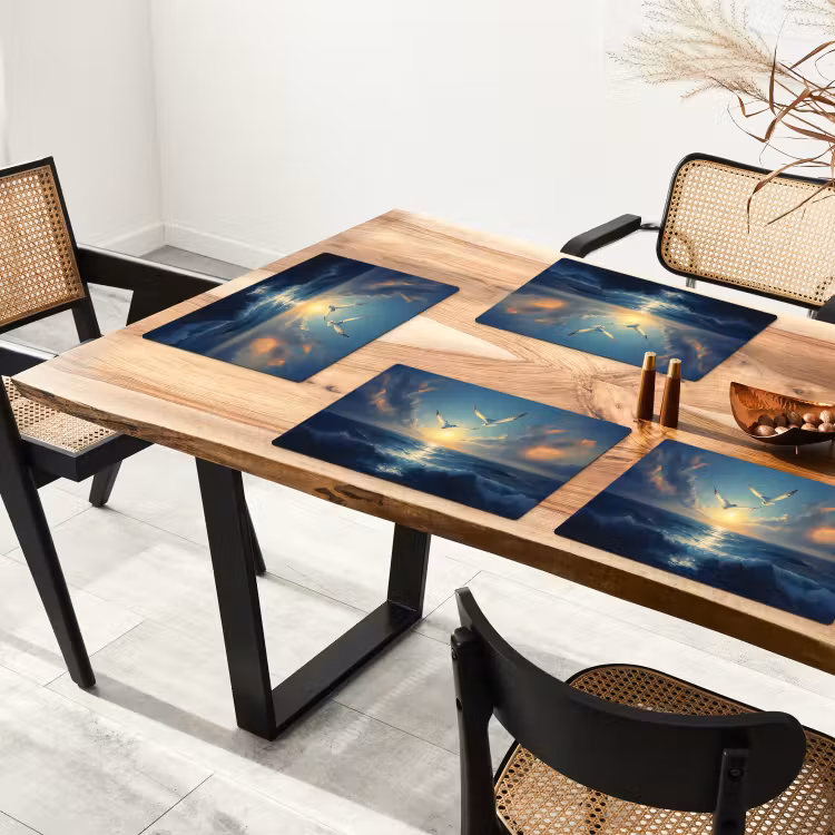 Placemat vinyl - Meeuwen - Zee - Wolken -Blauw — 4