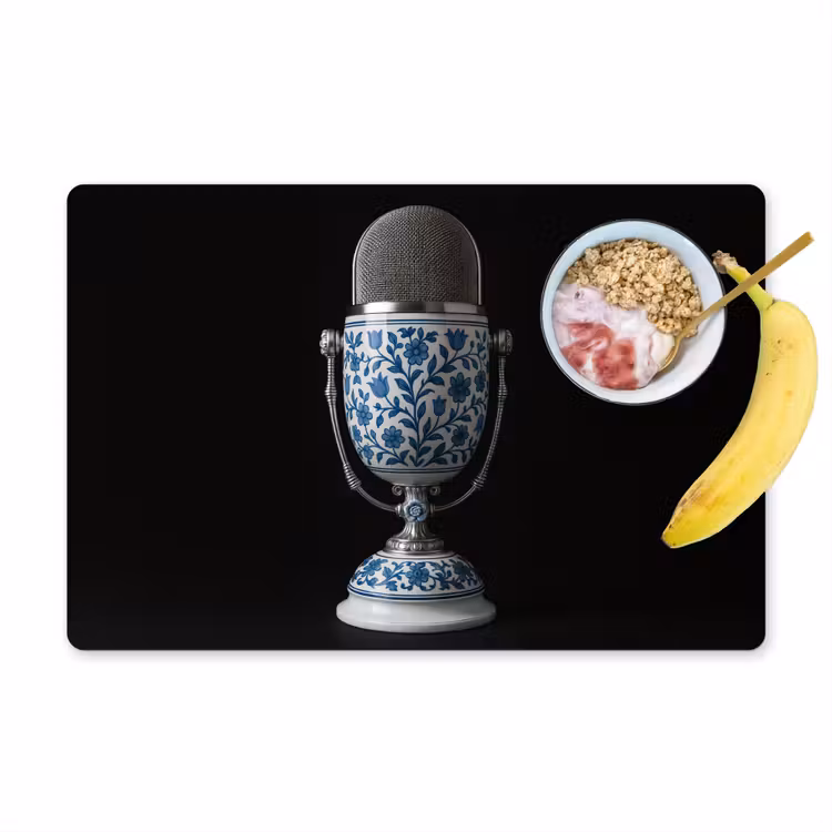 Placemat vinyl - Microfoon - Delfts blauw - Muziek — 1