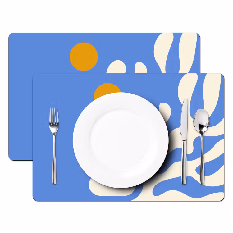 Placemat vinyl - Minimalistisch - Organisch patroon - Blauw — 2