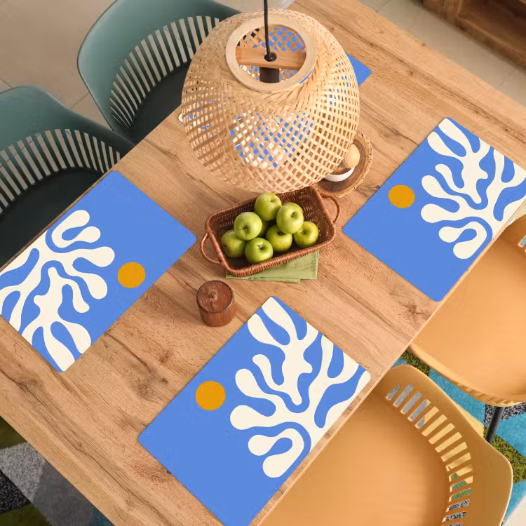 Placemat vinyl - Minimalistisch - Organisch patroon - Blauw — 3