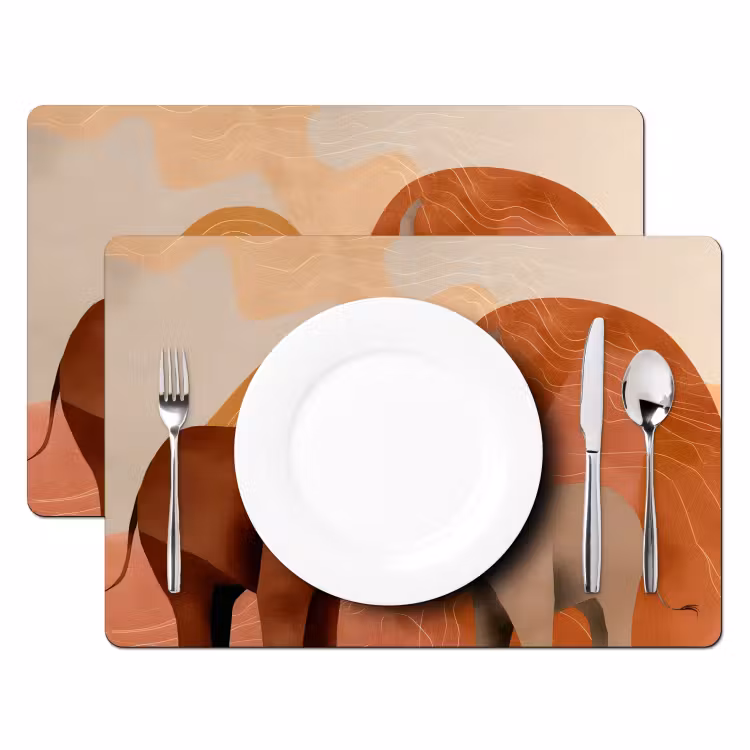 Placemat vinyl - Olifanten - Oranje - Abstract — 2
