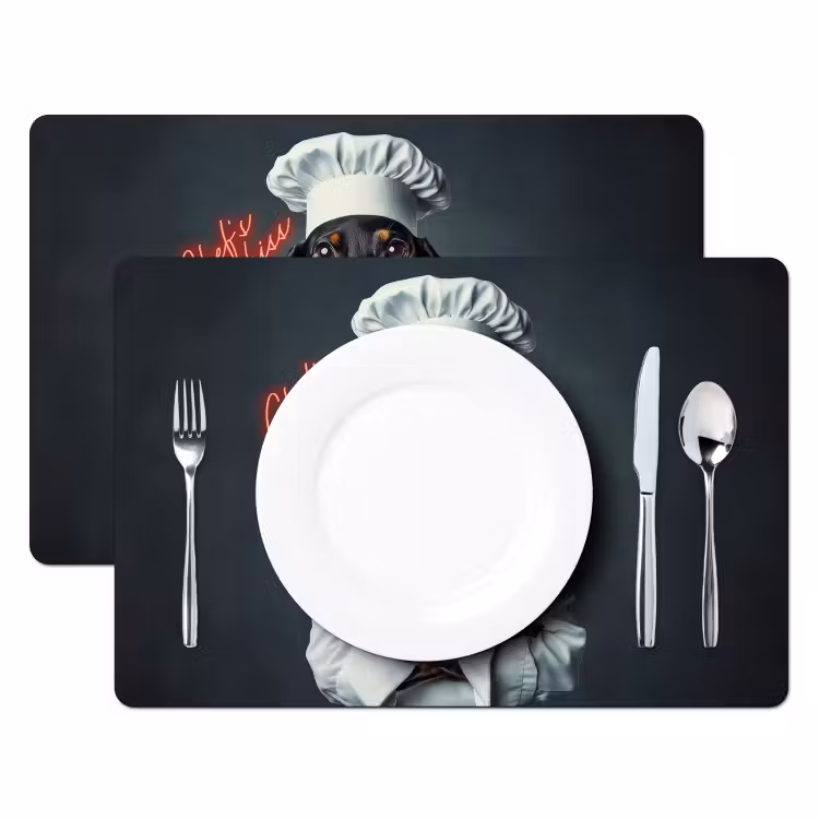 Placemat vinyl - Quote - Neon - Hond - Kokskleding — 2