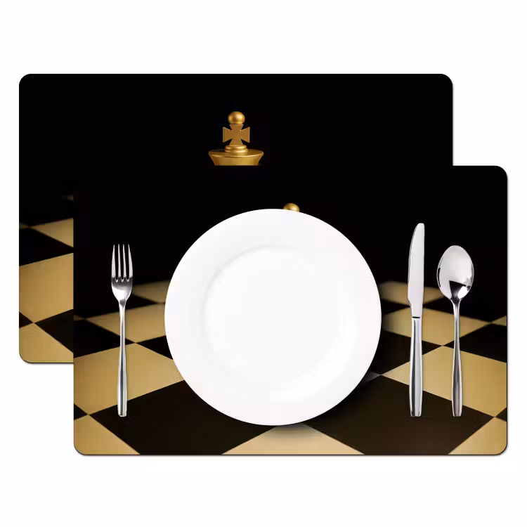 Placemat vinyl - Schaakstuk - Koning - Schaakbord - Geblokt — 2