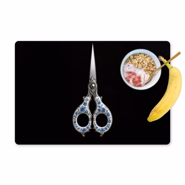 Placemat vinyl - Schaar - Delfts blauw - Zwart — 1
