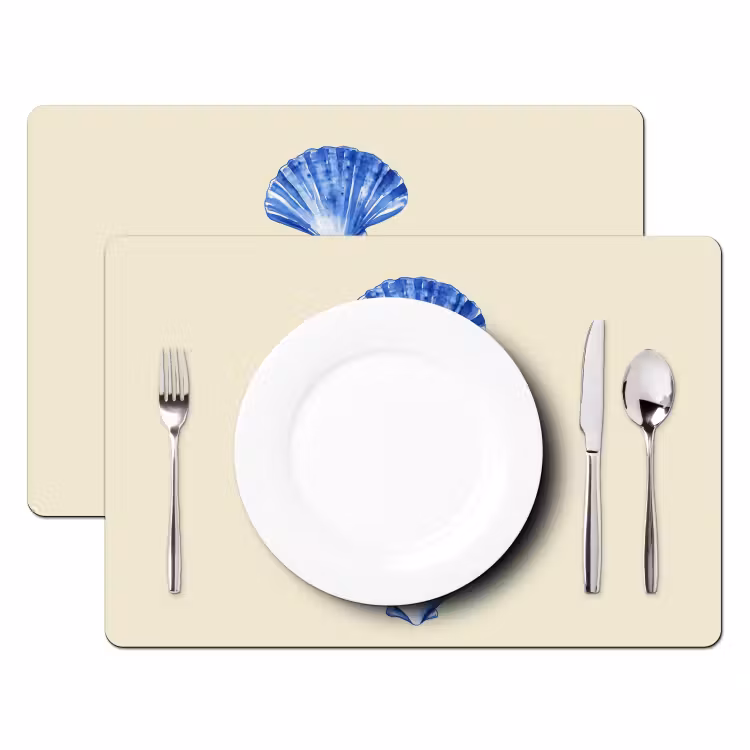 Placemat vinyl - Schelpen - Blauw - Beige — 2