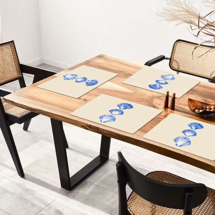 Placemat vinyl - Schelpen - Blauw - Beige — 4