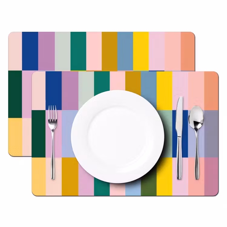 Placemat vinyl - Stroken - Blauw - Patroon - Abstract — 2