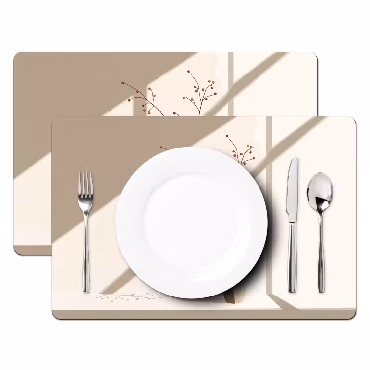 Placemat vinyl - Vaas - Takken - Bessen - Minimalistisch — 2