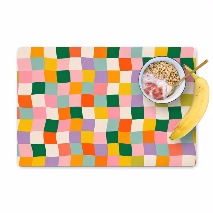 Placemat vinyl - Vierkanten - Kleurrijk - Golvend — 1