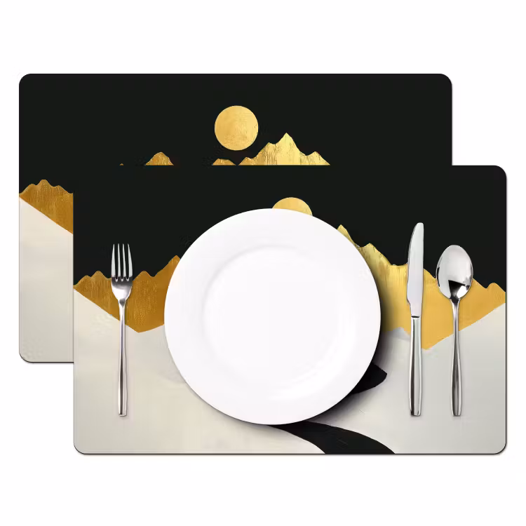 Placemat vinyl - Wolf - Bergen - Maan - Zwart — 2