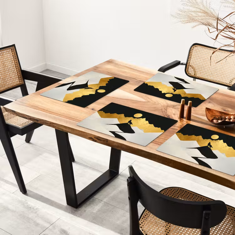 Placemat vinyl - Wolf - Bergen - Maan - Zwart — 4