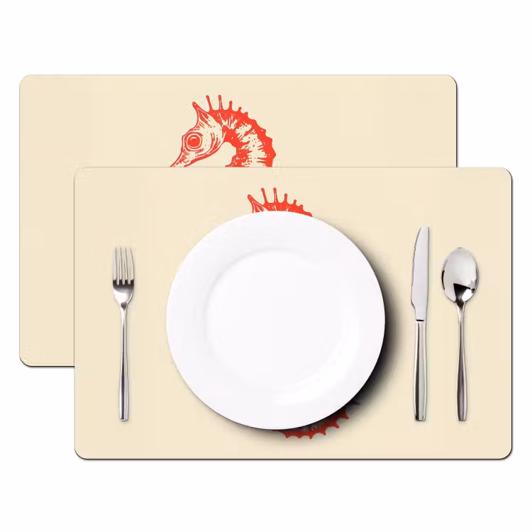 Placemat vinyl - Zeepaardje - Rood - Fijne details — 2
