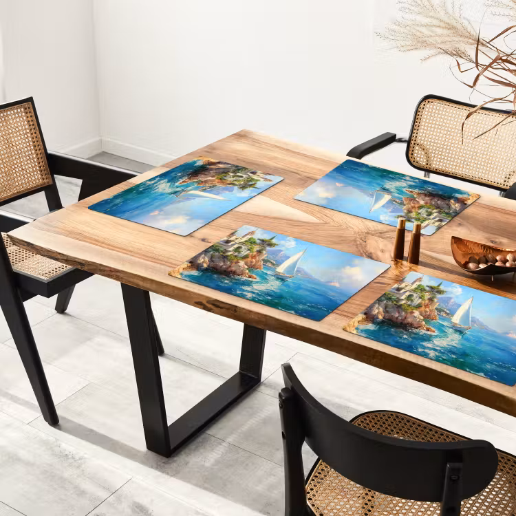 Placemat vinyl - Zeilboot - Rotsen - Kust - Huizen — 4
