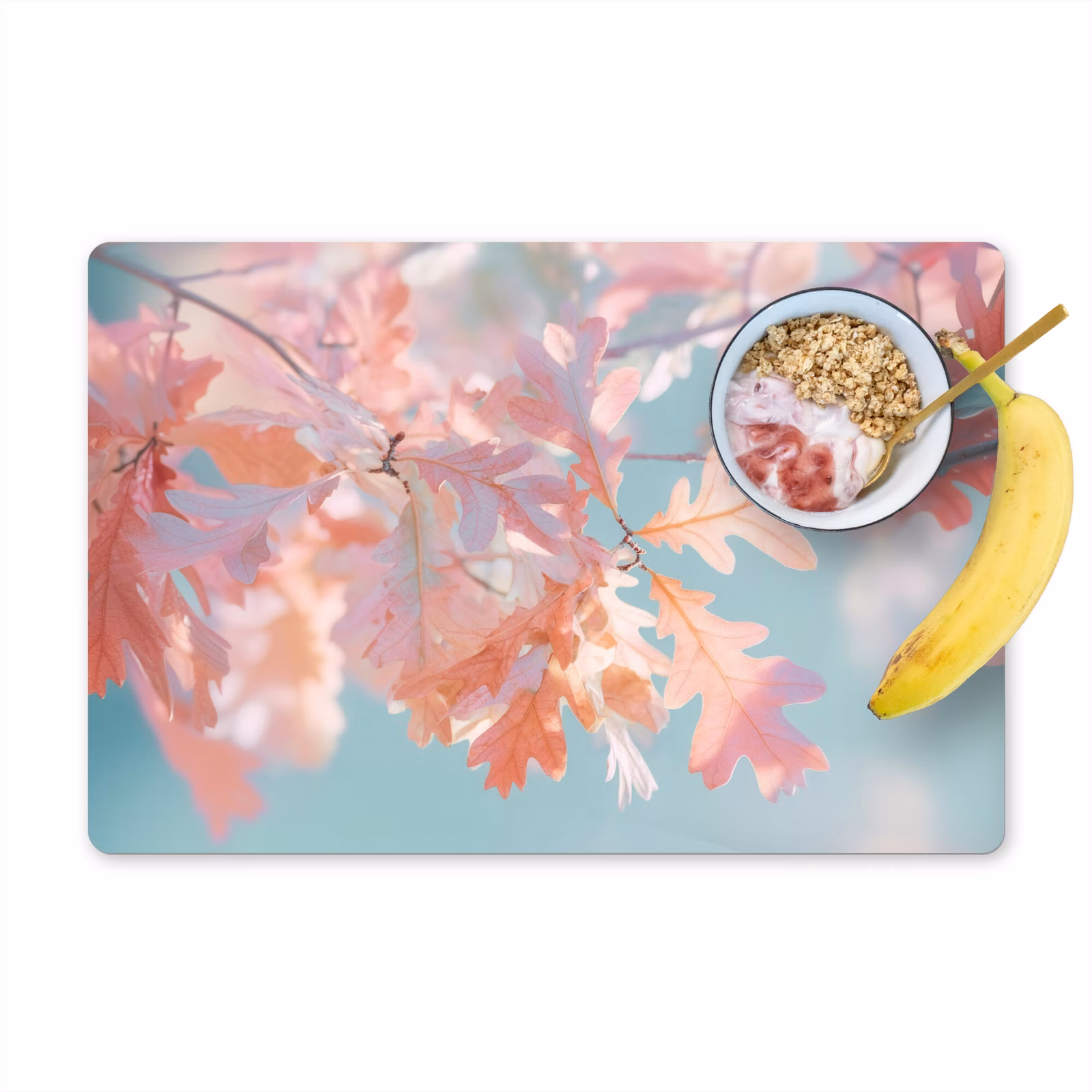 Placemat vinyl - Eikenbladeren - Takken - Roze — 1