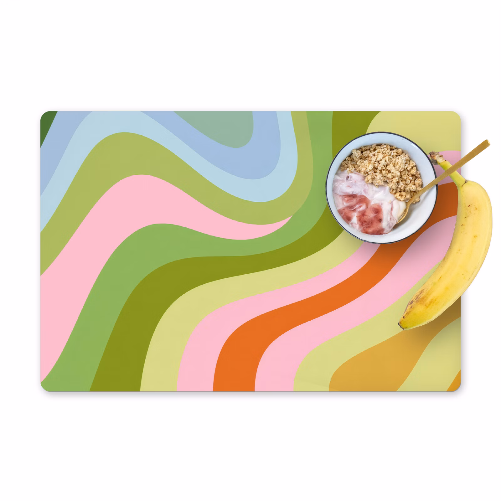Placemat vinyl - Lijnen - Pasteltinten - Golvend — 1