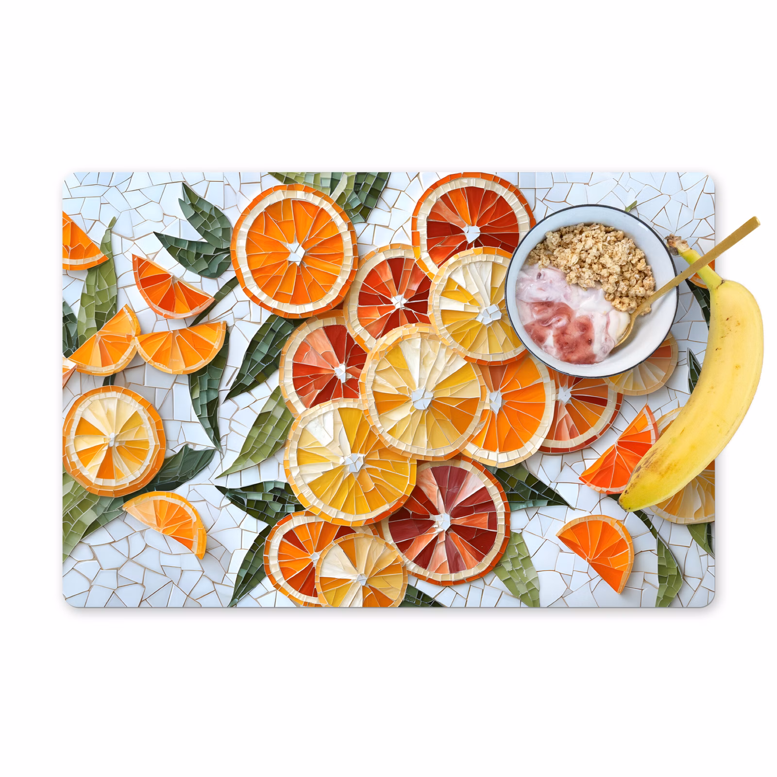 Placemat vinyl - Schijfjes - Fruit - Oranje - Mozaïek — 1