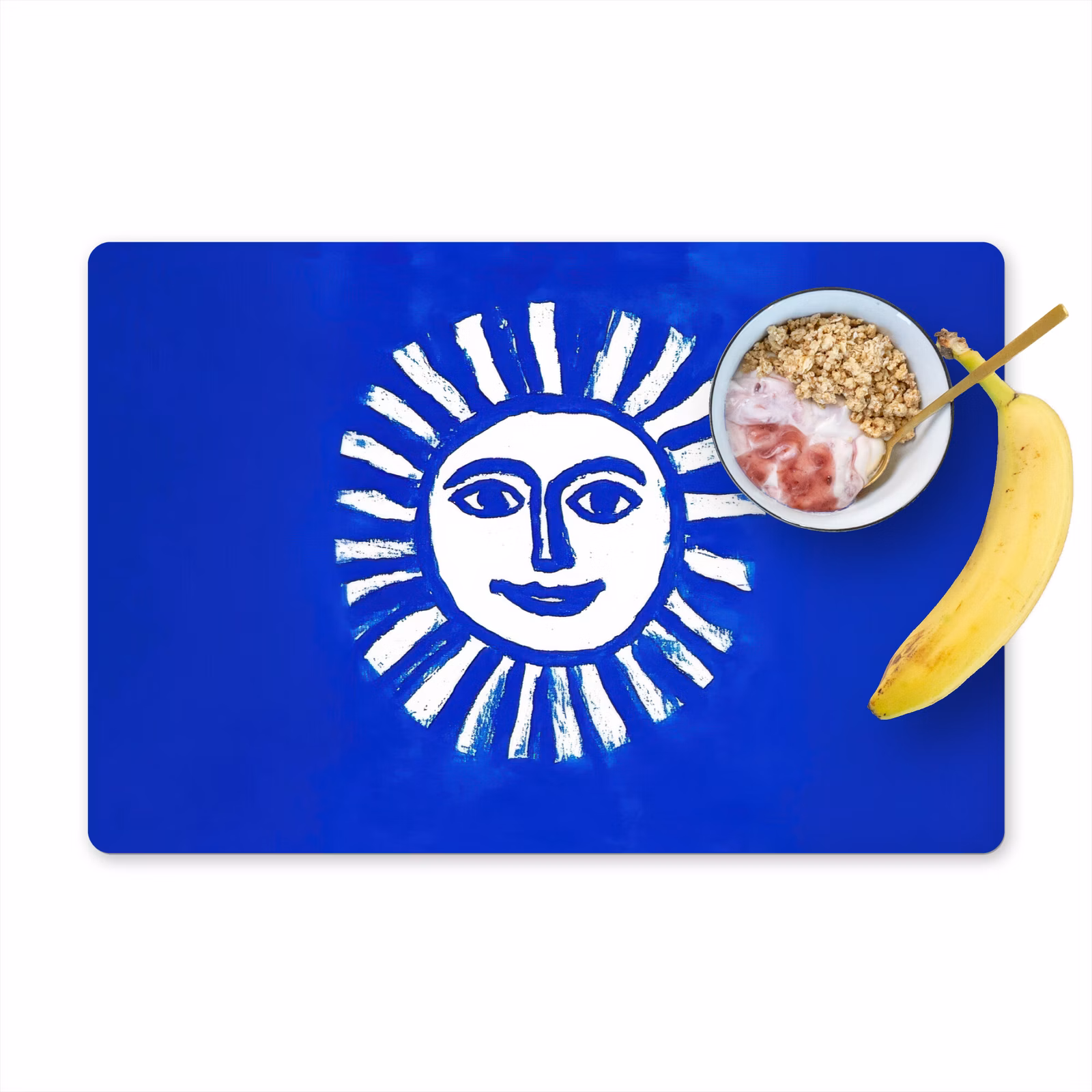 Placemat vinyl - Zon - Gezicht - Penseelstructuur - Blauw — 1