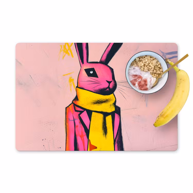 Placemat vinyl - Abstract - Konijn - Sjaal - Geel — 1
