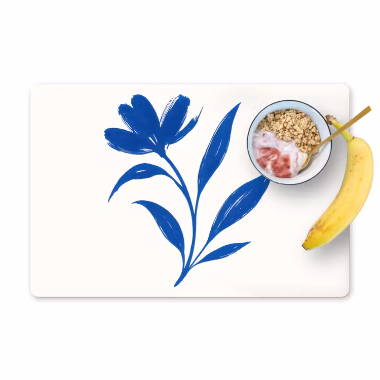 Placemat vinyl - Bloem - Blaadjes - Minimalistisch - Blauw — 1
