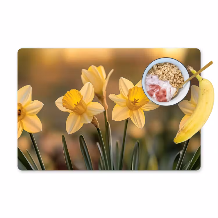Placemat vinyl - Bloemen - Geel - Wazig — 1