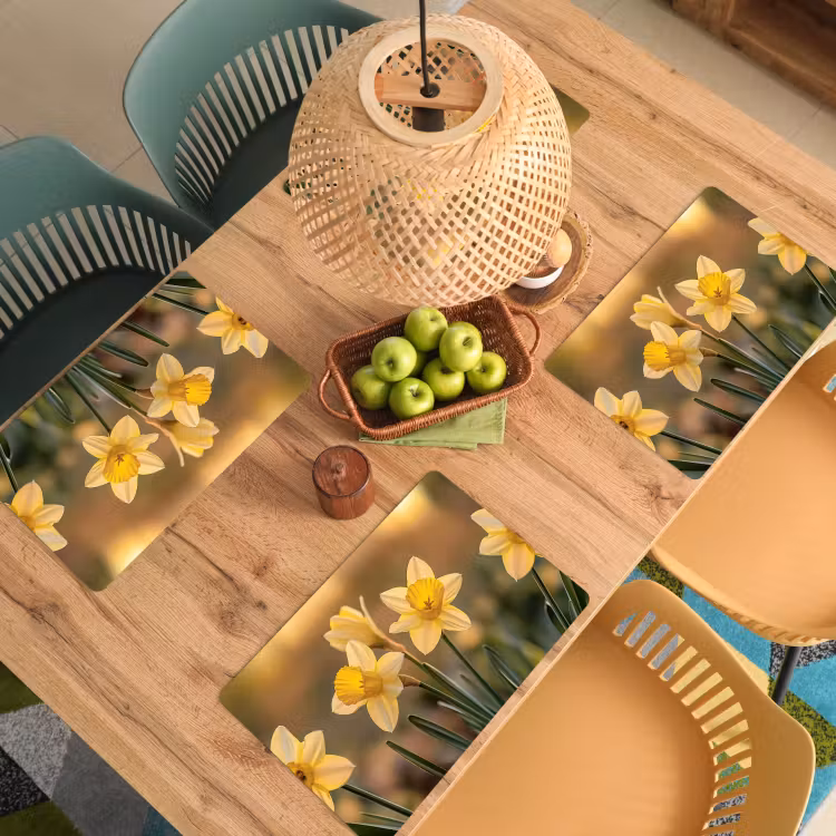 Placemat vinyl - Bloemen - Geel - Wazig — 3