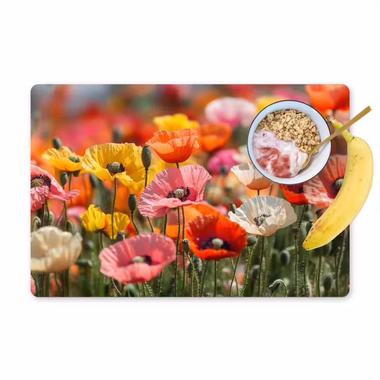 Placemat vinyl - Bloemenveld - Klaprozen - Kleurrijk — 1