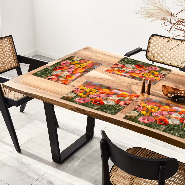 Placemat vinyl - Bloemenveld - Klaprozen - Kleurrijk — 4
