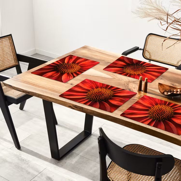 Placemat vinyl - Close up - Bloem- Rood — 4