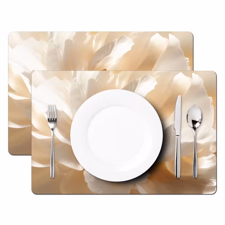 Placemat vinyl - Close up - Pioenroos - Wit — 2