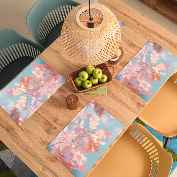 Placemat vinyl - Eikenbladeren - Takken - Roze — 3