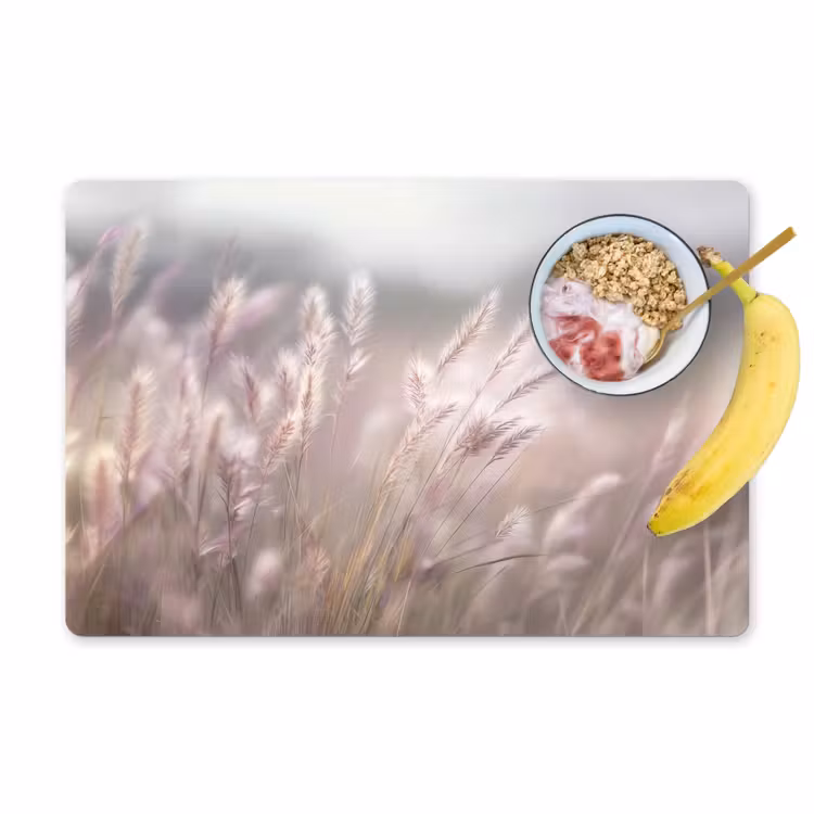 Placemat vinyl - Graspluimen - Wind - Beige - Mistig — 1