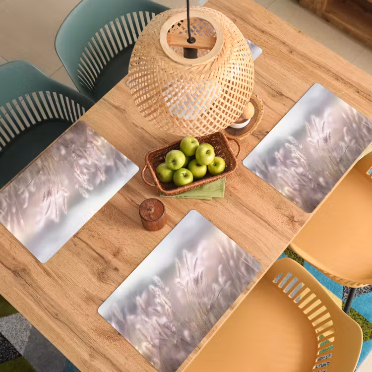 Placemat vinyl - Graspluimen - Wind - Beige - Mistig — 3