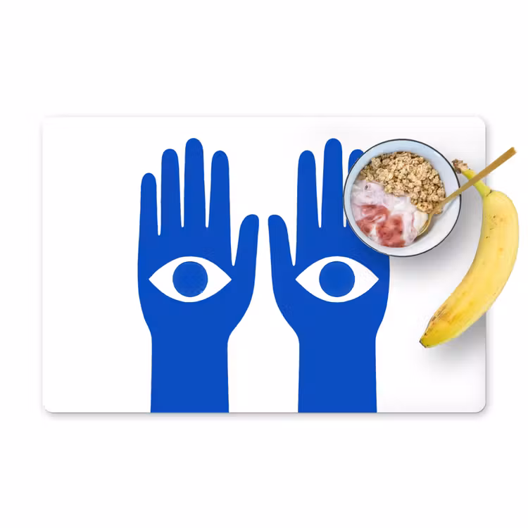 Placemat vinyl - Handen - Twee - Ogen - Blauw — 1