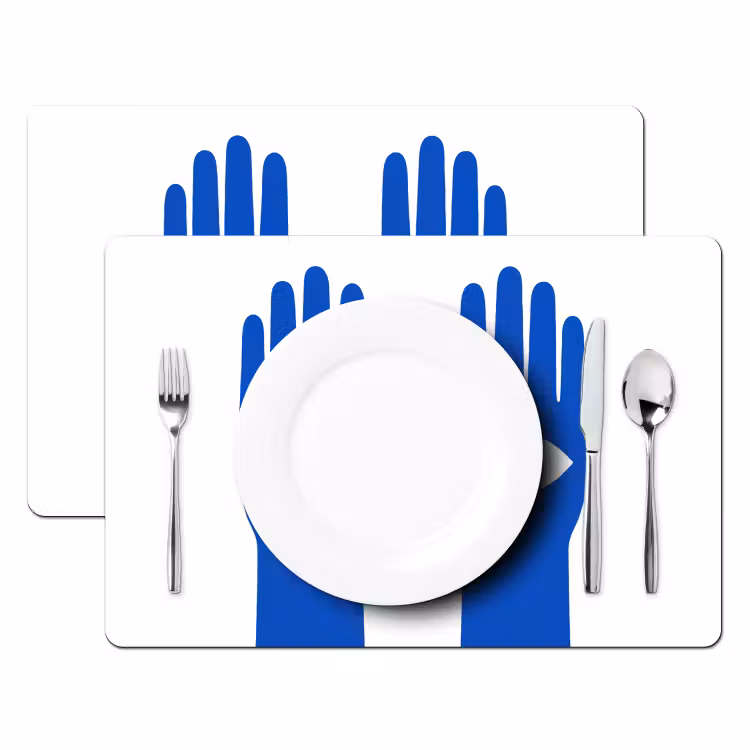 Placemat vinyl - Handen - Twee - Ogen - Blauw — 2