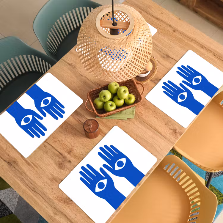Placemat vinyl - Handen - Twee - Ogen - Blauw — 3