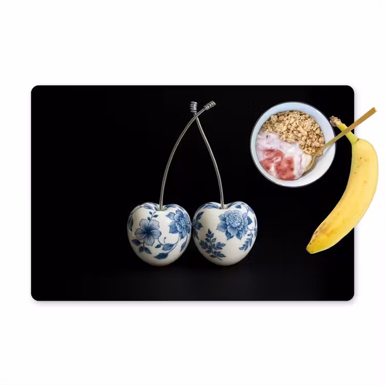 Placemat vinyl - Kersen - Delfts blauw - Fruit — 1