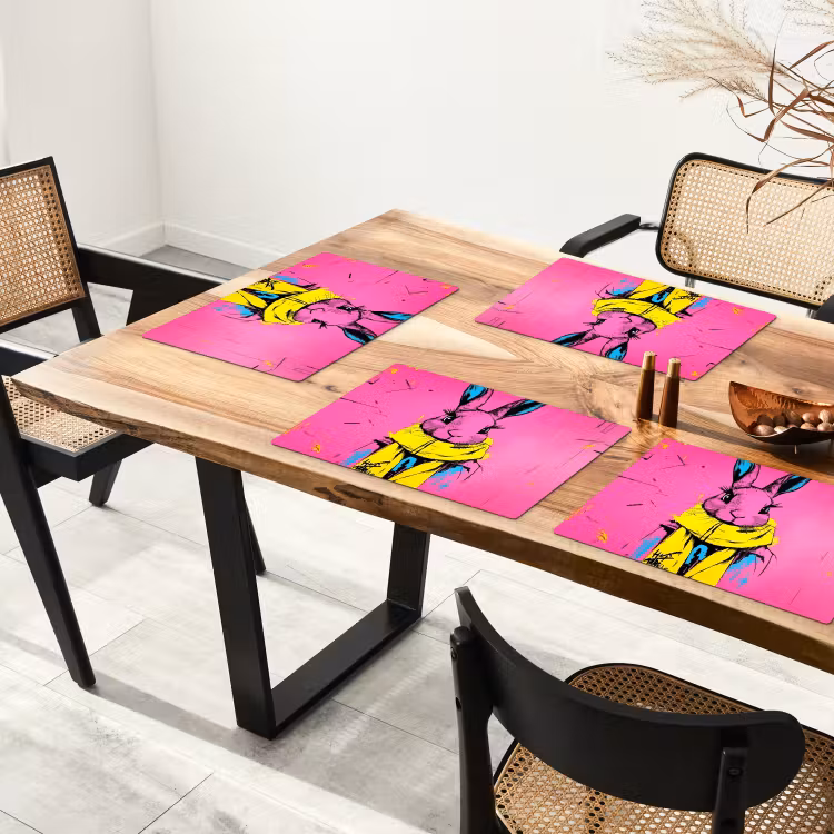 Placemat vinyl - Konijn - Felroze - Sjaal - Abstract — 4