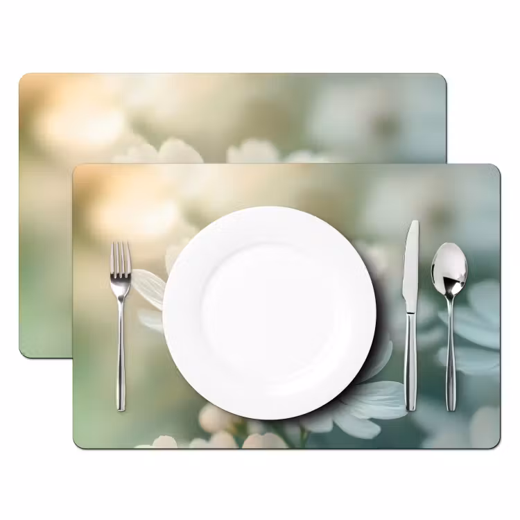 Placemat vinyl - Lieveheersbeestje - Bloemen - Wit — 2
