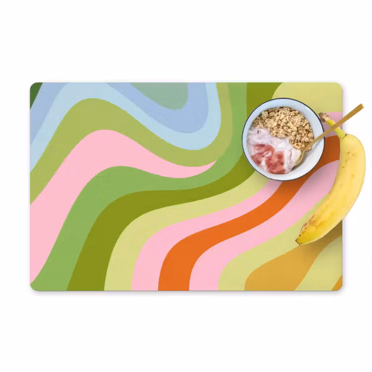 Placemat vinyl - Lijnen - Pasteltinten - Golvend — 1